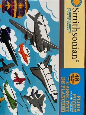 Smithsonian Kids Floor Puzzle - Blue Airplanes & Spacecraft Design